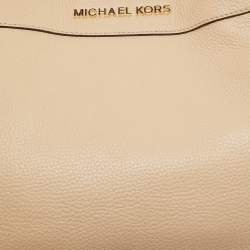 Pre Owned Michael Kors Beige Leather large Jet Set Chain Shoulder Bag