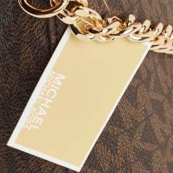 Pre Owned Michael Kors Brown Signature Coated Canvas Medium Jet Set Travel Dome Crossbody Bag