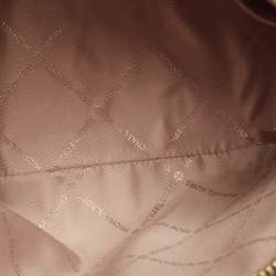 Pre Owned Michael Kors Brown Signature Coated Canvas Medium Jet Set Travel Dome Crossbody Bag