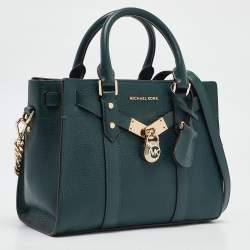 Michael Kors Green Leather Small Nouveau Hamilton Tote