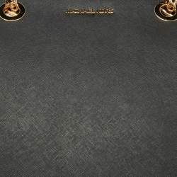 Pre Owned Michael Kors Black Leather Large Shania Chain Tote