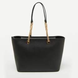 Pre Owned Michael Kors Black Leather Large Shania Chain Tote