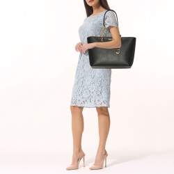 Pre Owned Michael Kors Black Leather Large Shania Chain Tote