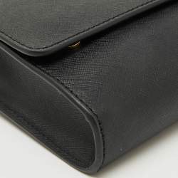 Pre Owned Michael Kors Black Leather Jet Set Flap Crossbody Bag