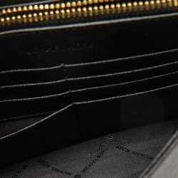 Pre Owned Michael Kors Black Leather Jet Set Flap Crossbody Bag