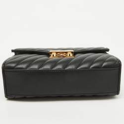 Pre Owned Michael Kors Black Quilted Leather Medium Rose Flap Shoulder Bag