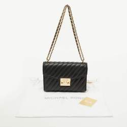 Pre Owned Michael Kors Black Quilted Leather Medium Rose Flap Shoulder Bag