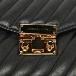 Pre Owned Michael Kors Black Quilted Leather Medium Rose Flap Shoulder Bag