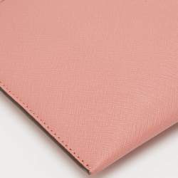 Pre Owned Michael Kors Pink Leather Jet Set Travel Wristlet Clutch