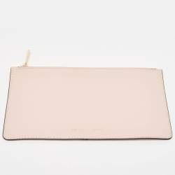 Pre Owned Michael Kors Pink Leather Jet Set Travel Wristlet Clutch