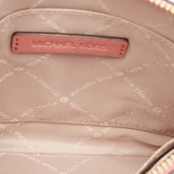 Pre Owned Michael Kors Pink Leather Jet Set Travel Wristlet Clutch