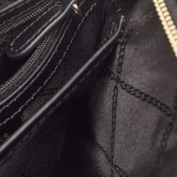 Pre Owned Michael Kors Black/White Printed Faux Leather Ginny Camera Crossbody Bag