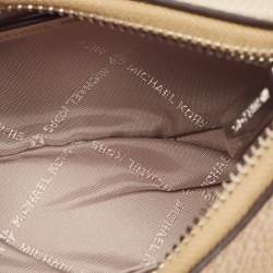 Pre Owned Michael Kors Beige Leather Mini Zip Cora Pochette Crossbody Bag
