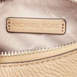 Pre Owned Michael Kors Beige Leather Mini Zip Cora Pochette Crossbody Bag