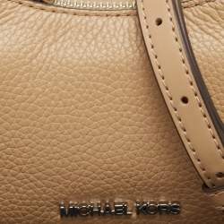Pre Owned Michael Kors Beige Leather Mini Zip Cora Pochette Crossbody Bag