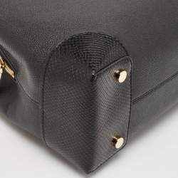 Michael Kors Black Snakeskin Embossed and Leather Mercer Gallery Center Zip Satchel