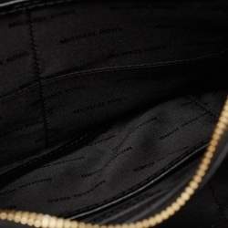 Michael Kors Black Snakeskin Embossed and Leather Mercer Gallery Center Zip Satchel