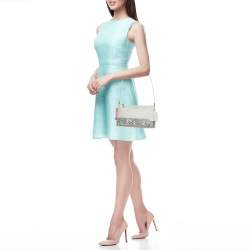 Pre Owned Kate Spade Grey Glitter and Leather Ramey Greta Court Crossbody Bag