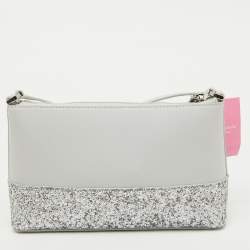 Pre Owned Kate Spade Grey Glitter and Leather Ramey Greta Court Crossbody Bag