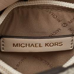 Pre Owned Michael Kors Off Signature White Coated Canvas and Leather Medium Pratt Bucket Bag