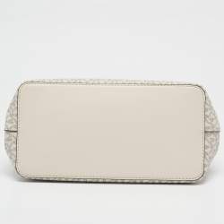 Pre Owned Michael Kors Off Signature White Coated Canvas and Leather Medium Pratt Bucket Bag