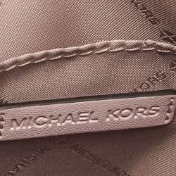 Michael Kors Pink/White Signature Coated Canvas Medium Jet Set Crossbody Bag