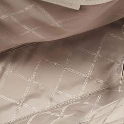 Pre Owned Michael Kors Natural/Optic White Logo Jacquard Raffia Large GIgi Tote