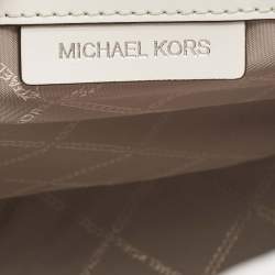 Pre Owned Michael Kors Natural/Optic White Logo Jacquard Raffia Large GIgi Tote