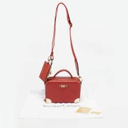 Michael Kors Burnt Orange Leather Small Estelle Trunk Bag