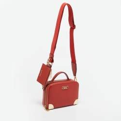 Michael Kors Burnt Orange Leather Small Estelle Trunk Bag