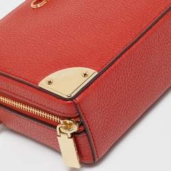 Michael Kors Burnt Orange Leather Small Estelle Trunk Bag