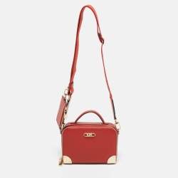 Michael Kors Burnt Orange Leather Small Estelle Trunk Bag