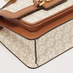 Michael Kors Brown Signature Coated Canvas and Leather Heather Shoulder Bag