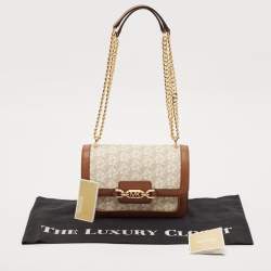 Michael Kors Brown Signature Coated Canvas and Leather Heather Shoulder Bag