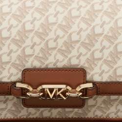 Michael Kors Brown Signature Coated Canvas and Leather Heather Shoulder Bag