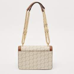 Michael Kors Brown Signature Coated Canvas and Leather Heather Shoulder Bag
