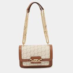 Michael Kors Brown Signature Coated Canvas and Leather Heather Shoulder Bag