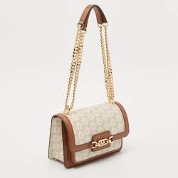 Michael Kors Brown Signature Coated Canvas and Leather Heather Shoulder Bag