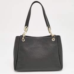 Pre Owned Michael Kors Black Leather Large Trisha Tote