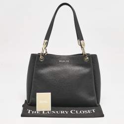 Pre Owned Michael Kors Black Leather Large Trisha Tote