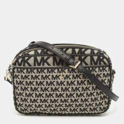 Michael Kors Black Signature Canvas Large East West Jet Set Charm Crossbody Bag