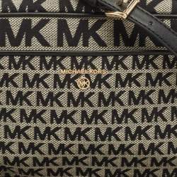 Michael Kors Black Signature Canvas Large East West Jet Set Charm Crossbody Bag