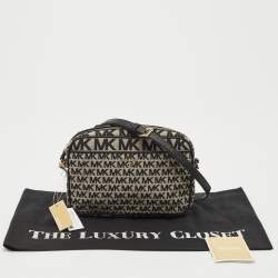Michael Kors Black Signature Canvas Large East West Jet Set Charm Crossbody Bag