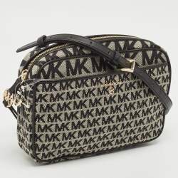 Michael Kors Black Signature Canvas Large East West Jet Set Charm Crossbody Bag