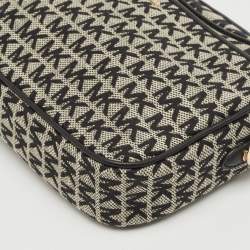 Michael Kors Black Signature Canvas Large East West Jet Set Charm Crossbody Bag