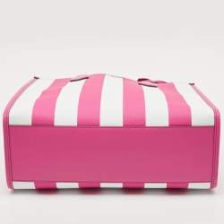Michael Kors Pink Stripe Leather Large North South Maple Tote