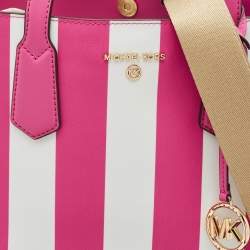 Michael Kors Pink Stripe Leather Large North South Maple Tote