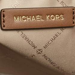 Michael Kors Brown Signature Coated Canvas Large Jet Set Travel Chain Tote