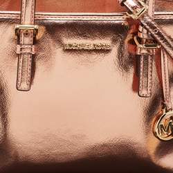 Pre Owned MICHAEL Michael Kors Metallic Leather Extra-Small Jet Set Travel Tote