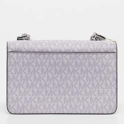 Pre Owned Michael Kors Lavander Signature Coated Canvas XS Heather Crossbody Bag